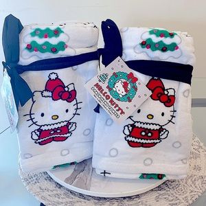 Hello Kitty Set of 2 Christmas Hand Towels Bundle